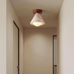 Lampa sufitowa trawertyn stożek 16cm 15cm beżowo orzechowa