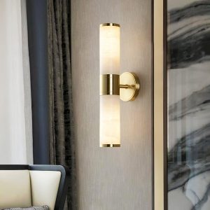 Lampatron - Ścienna cylindryczna alabaster biała, 24×48 cm