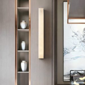 Emerson - Lampa ścienna alabastrowa, mosiądz, nowoczesna