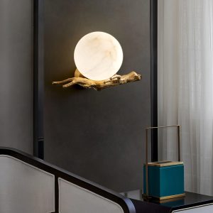 Toubkal - Mosiężna retro z alabastrowym kloszem 30 cm