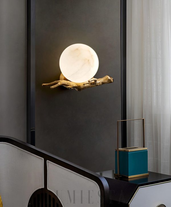 Toubkal - Mosiężna retro z alabastrowym kloszem 30 cm