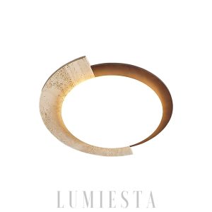 Halo - Lampa sufitowa w kształcie okręgu z travertynu 58cm