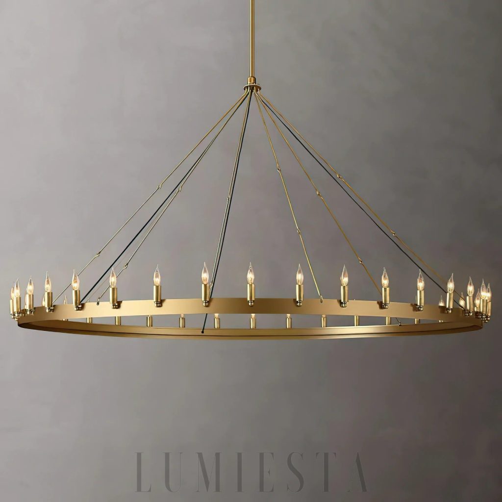 Lampa wisząca Camino Vintage 185 cm mosiądz/czarny - okrągła forma i pionowe przewieszenie