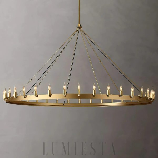 Lampa wisząca Camino Vintage 185 cm mosiądz/czarny - okrągła forma i pionowe przewieszenie
