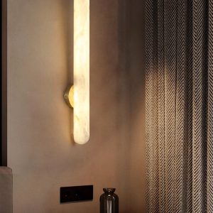 Elegancki owalny kinkiet alabastrowy biały złoty LED 60 cm