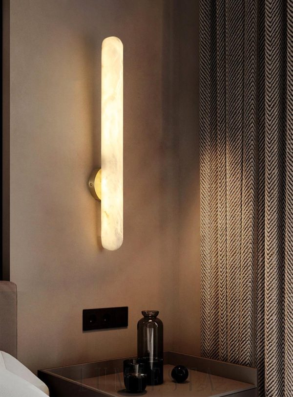 Elegancki owalny kinkiet alabastrowy biały złoty LED 60 cm