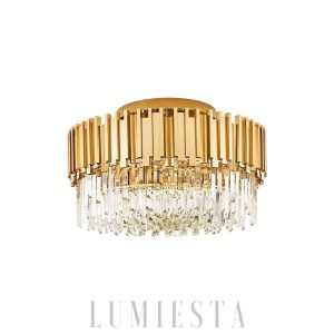 Lampa sufitowa Bourbons z kryształami złota i chromu 81cm