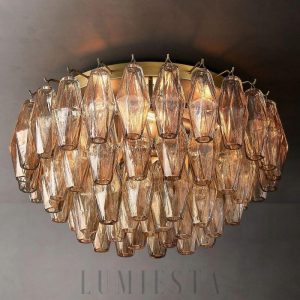 Lampa sufitowa Chara Glass 22 przezroczysta mosiężna 56cm