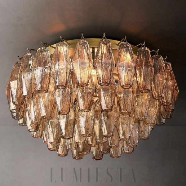 Lampa sufitowa Chara Glass 22 przezroczysta mosiężna 56cm