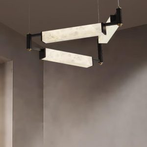 Nowoczesny czarny żyrandol Alabaster 78cm mosiądz biały