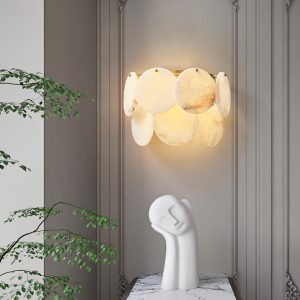 Hokkaido - Alabastrowa lampa ścienna 32 cm biała/złota