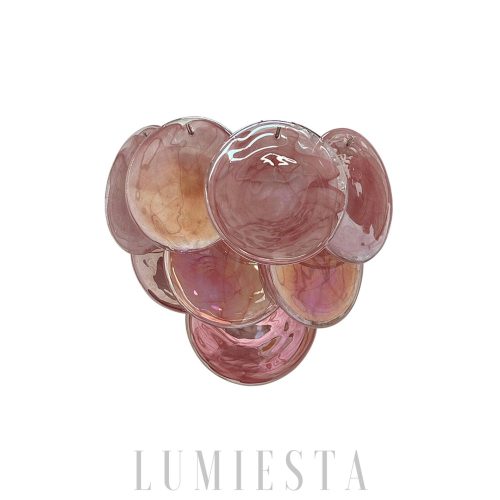 Murano Red - Pink vintage wall lamp, colorful discs