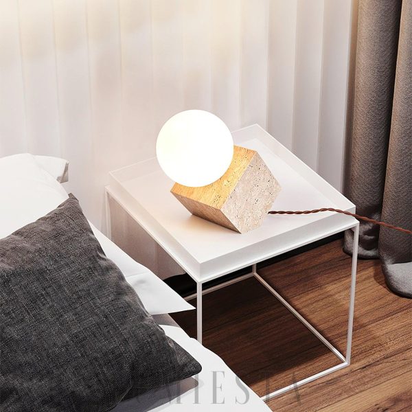 Cronus - Lampa stołowa z trawertynu, minimalistyczna