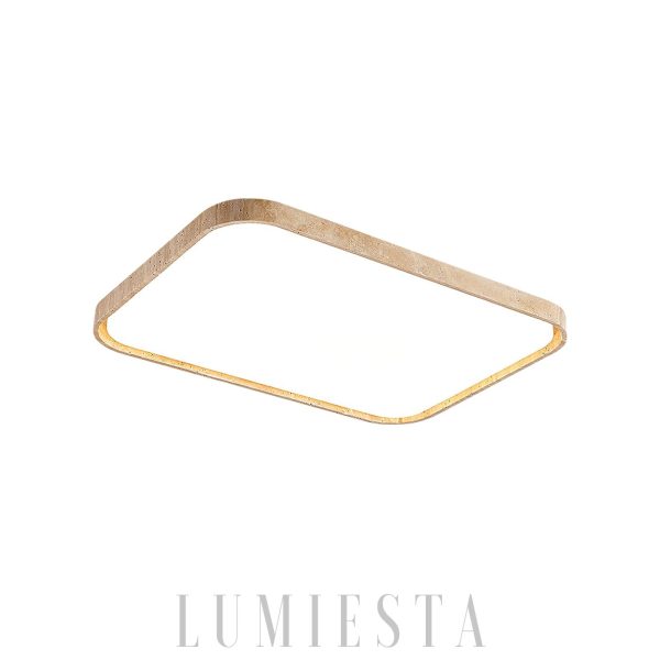 Lampa sufitowa LED travertynowa prostokątna 93x68cm Beżowa