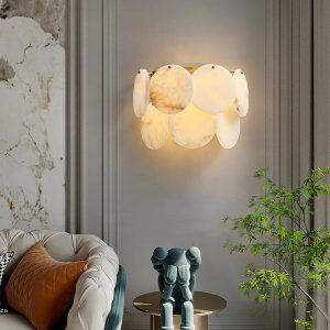 Hokkaido - Alabastrowa lampa ścienna 32 cm biała/złota