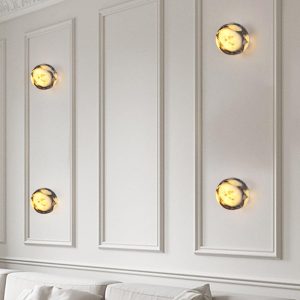 Sferyczny kinkiet marmurowy średnica 12cm biały czarny