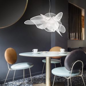 Lampa wisząca Mesh Cloud - przezroczysty metalowy klosz od spodu