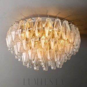 Lampa sufitowa Chara Glass 22 przezroczysta mosiężna 56cm