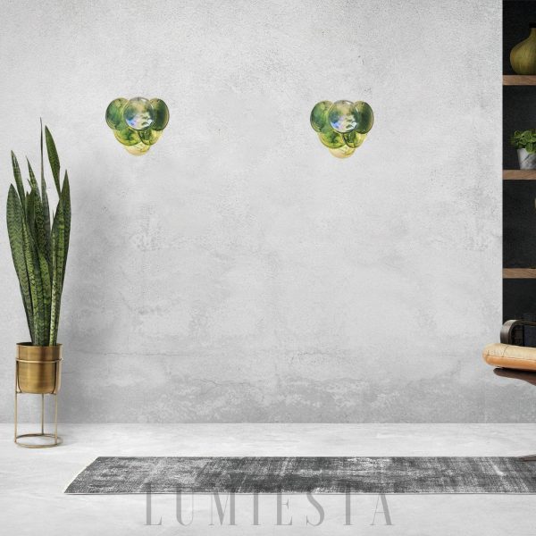 wm_12990270512386109731.jpg Murano Green - Zielona lampa ścienna z szklanymi dyskami