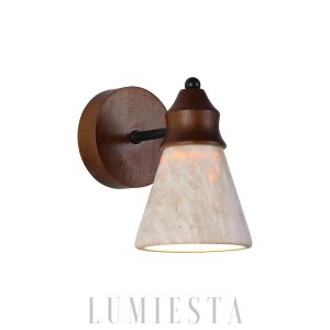 Kinkiet stożkowy z trawertynu beżowy 11 x 15 cm nastrojowy