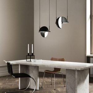 Czarna lampa wisząca Trapeze 28 cm z aluminium - ujęcie z boku