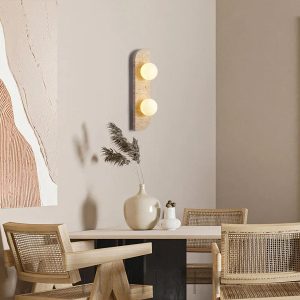 Neptune - Żółta lampa ścienna z trawertynu, nowoczesna