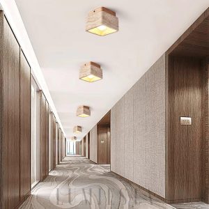 Cube Terra - Kwadratowa lampa sufitowa z naturalnego trawertynu, minimalistyczna, 12cm