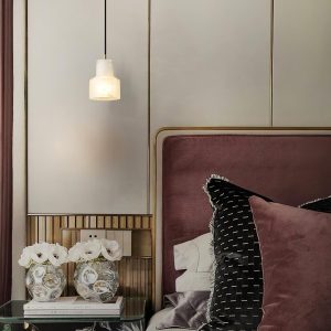 Elegancka lampa wisząca Millson 12 cm alabaster mosiądz