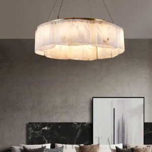 Concha - Kaskadowy żyrandol z alabastru, biało-złoty, Ø 56,66,86,96,116 cm - do salonu