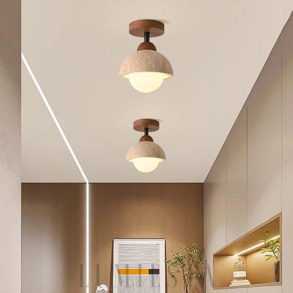 Piedra - Sufitowa lampa trawertynowa, naturalny styl 15 cm