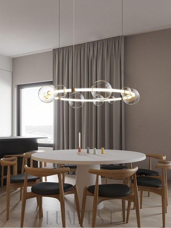 Morse - Lampa wisząca złota z przezroczystymi kloszami