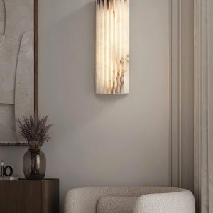 Alvia - Elegancki alabastrowy kinkiet - biała lampa ścienna, 30/45cm wysokość