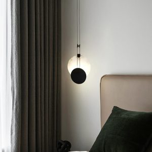 Lampa wisząca nowoczesna okrągła czarna alabastrowa 28cm