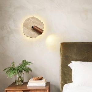 wm_13387444670125026996.jpg Nieregularny okrągły kinkiet trawertynowy 23cm beżowy