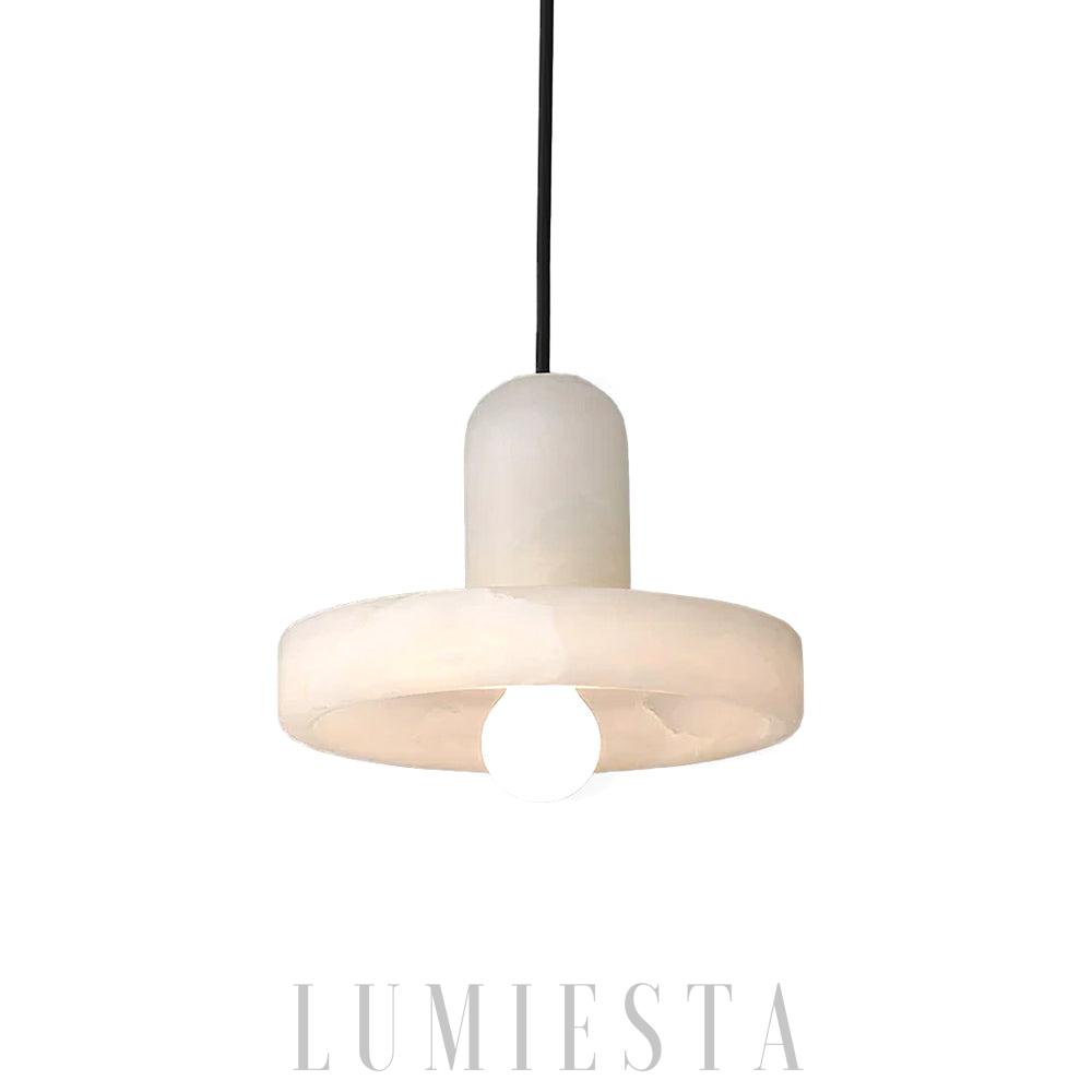Carrara - lampa wisząca z alabastru biała