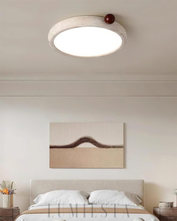 Okrągła lampa sufitowa Travertine Metra ciepłe światło 58cm