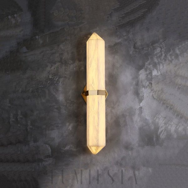 Kinkiet alabastrowy Obelisk 80cm luksusowe ciepłe światło