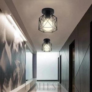 Nowoczesna lampa sufitowa w geometrze czarnej metalowej