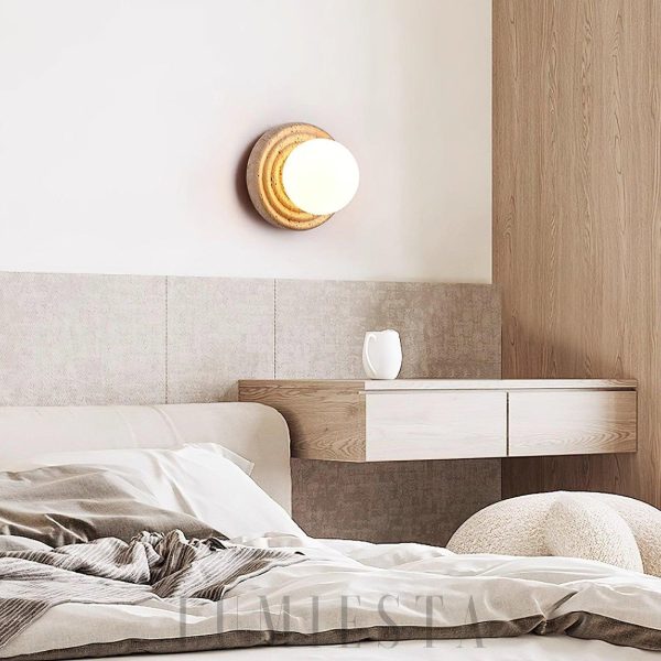 Kinkiet Elira trawertyn okrągły minimalistyczny 18cm beżowy