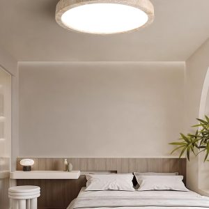 Horizon - Lampa sufitowa trawertynowa, okrągły plafon do salonu,  Ø38/48/58 cm