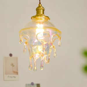 Lampa wisząca w kształcie kropli wody z kryształem i szkłem