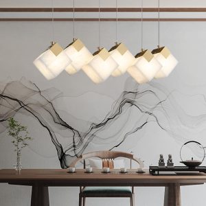 Mordena - Lampa wisząca Modern Cube — alabaster złoto/biały