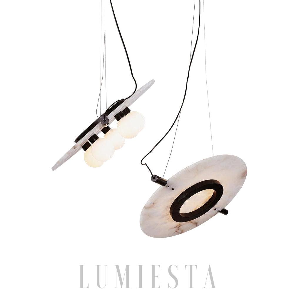 Magma - lampa wisząca alabastrowa czarno-biała 51 cm