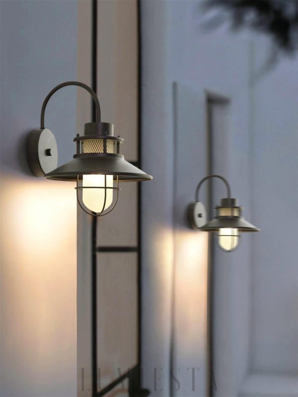 Lampa ścienna ogrodowa Vintage Felix 25 cm czarna - detal szkła i metalowego korpusu