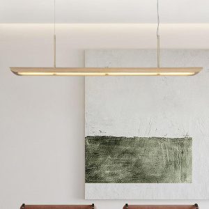 Stylowa lampa wisząca linearna mosiądz/biała 140 cm