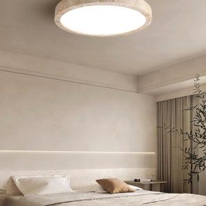 Horizon - Lampa sufitowa trawertynowa, okrągły plafon do salonu,  Ø38/48/58 cm