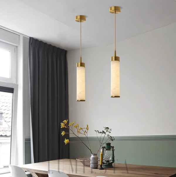 wm_13943095974986305799.jpg Tala - Lampa wisząca z białym alabaster, biało-złota, Ø6x30cm, jednopunktowa