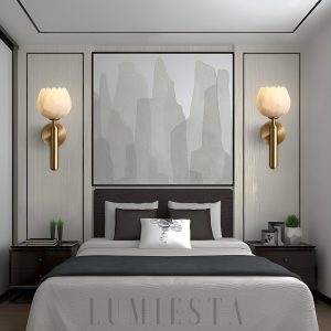 Mian - Lampa ścienna Alabaster elegancka, złoto-czarna