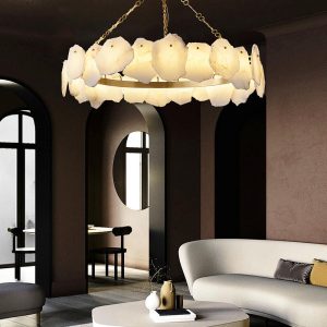 Kensington - Luksusowy alabastrowy żyrandol złoto-biały