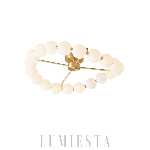 Helios - Okrągła lampa z perłami, mosiężna - 51/65/80/96 cm